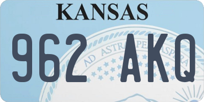 KS license plate 962AKQ