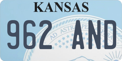 KS license plate 962AND