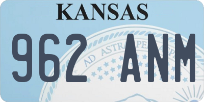 KS license plate 962ANM