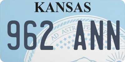KS license plate 962ANN