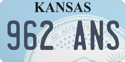 KS license plate 962ANS