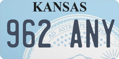 KS license plate 962ANY