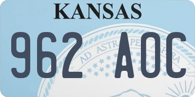 KS license plate 962AOC