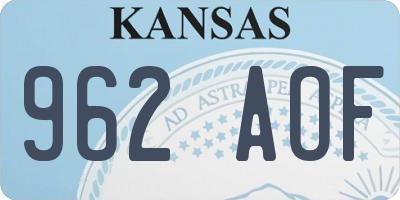 KS license plate 962AOF