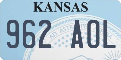 KS license plate 962AOL