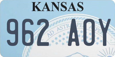 KS license plate 962AOY