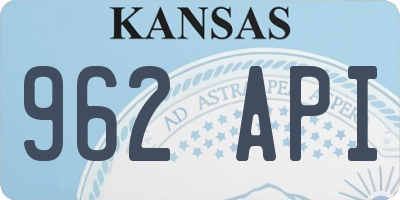 KS license plate 962API