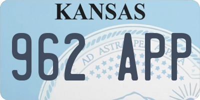 KS license plate 962APP