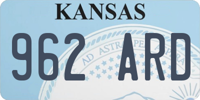 KS license plate 962ARD