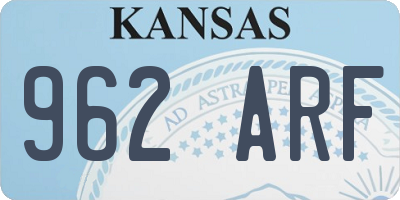 KS license plate 962ARF