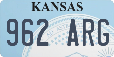 KS license plate 962ARG