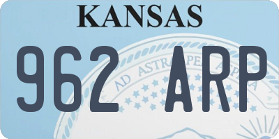 KS license plate 962ARP