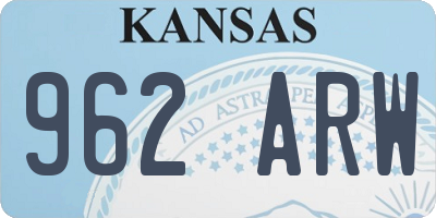 KS license plate 962ARW
