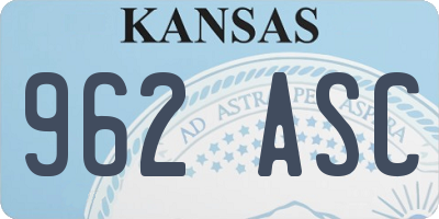 KS license plate 962ASC