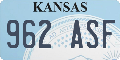 KS license plate 962ASF