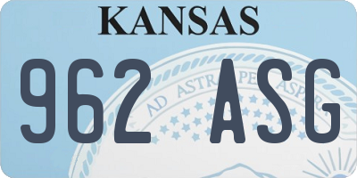 KS license plate 962ASG