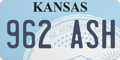 KS license plate 962ASH