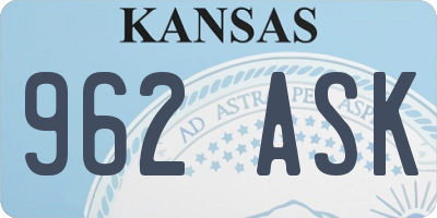 KS license plate 962ASK