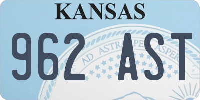 KS license plate 962AST