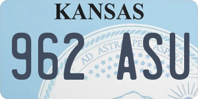 KS license plate 962ASU