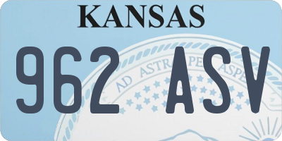 KS license plate 962ASV