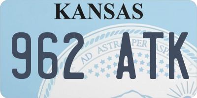 KS license plate 962ATK