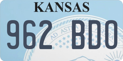 KS license plate 962BDO