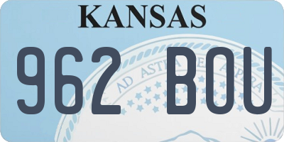 KS license plate 962BOU