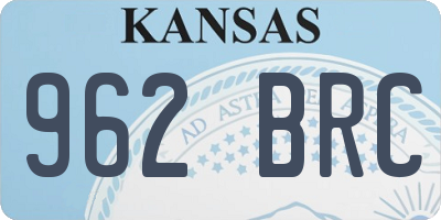 KS license plate 962BRC