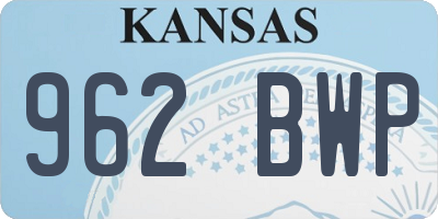 KS license plate 962BWP
