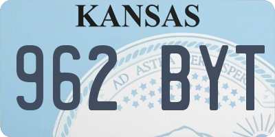 KS license plate 962BYT