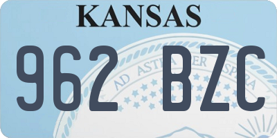 KS license plate 962BZC