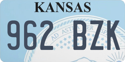 KS license plate 962BZK