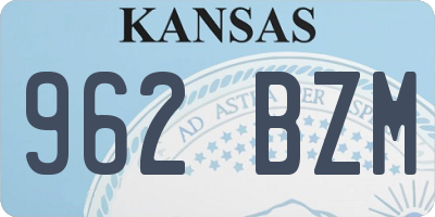 KS license plate 962BZM