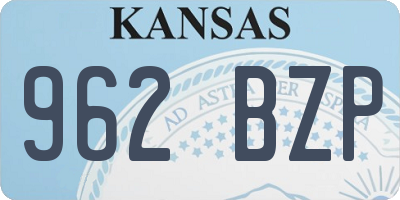 KS license plate 962BZP