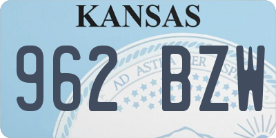 KS license plate 962BZW
