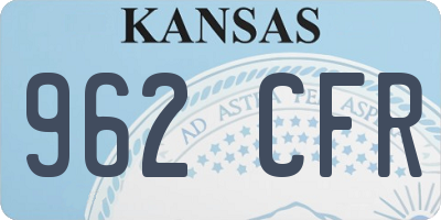 KS license plate 962CFR