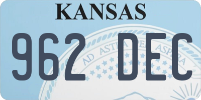 KS license plate 962DEC