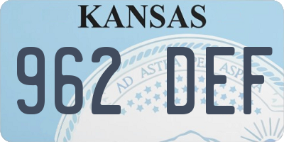 KS license plate 962DEF