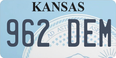 KS license plate 962DEM