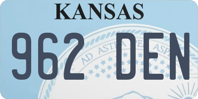 KS license plate 962DEN