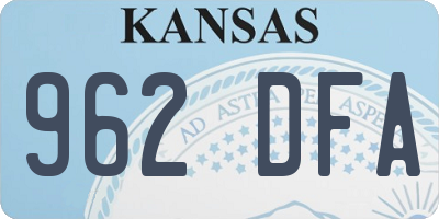 KS license plate 962DFA