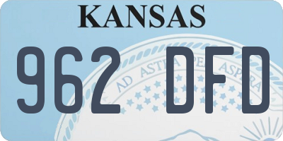KS license plate 962DFD