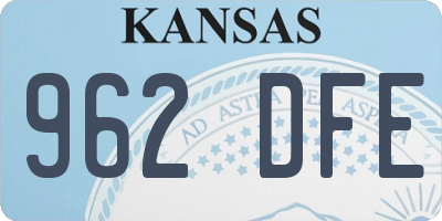 KS license plate 962DFE