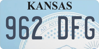 KS license plate 962DFG