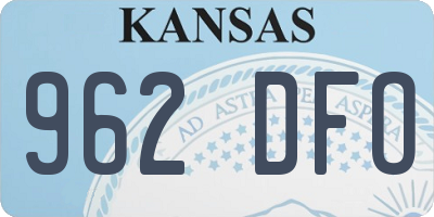 KS license plate 962DFO