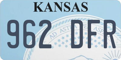 KS license plate 962DFR
