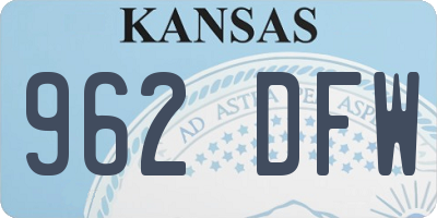 KS license plate 962DFW