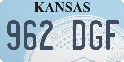 KS license plate 962DGF