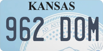 KS license plate 962DOM